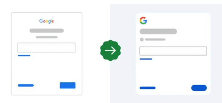 Old and new sign-in pages. Image Google